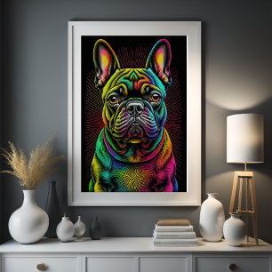 Poster Dessin coloré Abstrait d'A French Bulldog 2:3