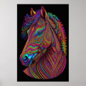 Poster Dessin coloré Abstrait d'un cheval 2:3 II (Devant)