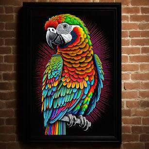 Poster Dessin coloré Abstrait d'un perroquet 2:3