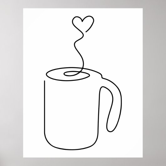 Poster dessin continu de la soucoupe de tasse de café cha (Devant)