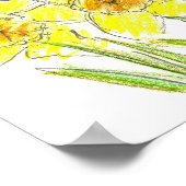 Poster Dessin d'aquarelle du jardin jonquille printanière (Coin)