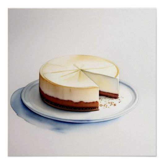 Poster Dessin d'aquarelle d'un gâteau au fromage (Devant)