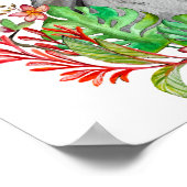 Poster Dessin d'aquarelle d'un perroquet amusant en fleur (Coin)