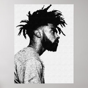 Poster Dessin d'art de stylo masculin afro-américain