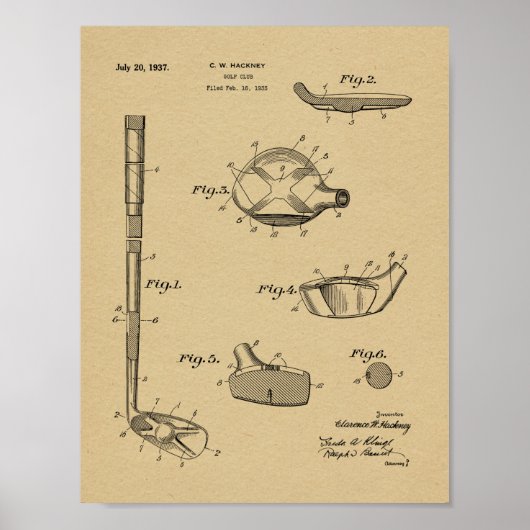 Poster Dessin d'art du club de golf 1937 (Devant)