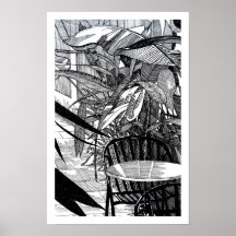 Dessin d'art en ligne de feuilles tropicales botan