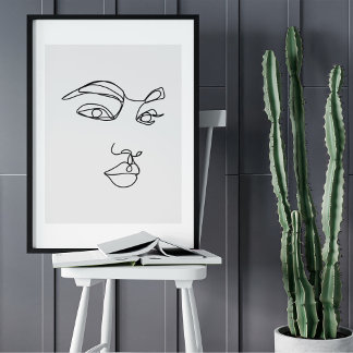 Poster Dessin d'art minimaliste Abstrait face