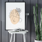 Poster Dessin d'art minimaliste Abstrait face