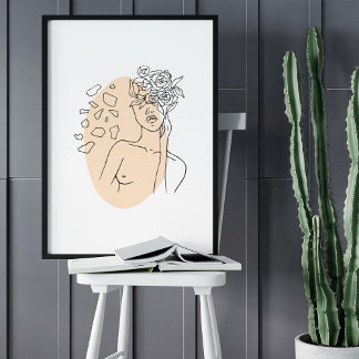 Poster Dessin d'art minimaliste Abstrait face