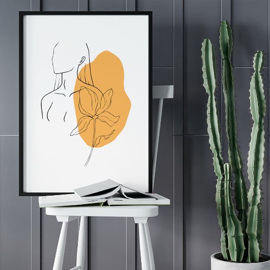 Poster Dessin d'art minimaliste Abstrait face