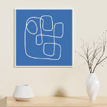 Poster Dessin d'art minimaliste contemporain en bleu<br><div class="desc">Poster d'art contemporain minimaliste en ligne en bleu mur d'art</div>