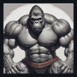 Poster Dessin d'art pop de Gorilla Bodybuilder<br><div class="desc">Digital Computer Animal Art - College Pop Art - Wild Animal Computer Images</div>