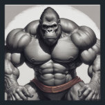 Poster Dessin d'art pop de Gorilla Bodybuilder<br><div class="desc">Digital Computer Animal Art - College Pop Art - Wild Animal Computer Images</div>