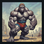 Poster Dessin d'art pop de Gorilla Bodybuilder<br><div class="desc">Digital Computer Animal Art - College Pop Art - Wild Animal Computer Images</div>