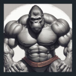 Poster Dessin d'art pop de Gorilla Bodybuilder<br><div class="desc">Digital Computer Animal Art - College Pop Art - Wild Animal Computer Images</div>