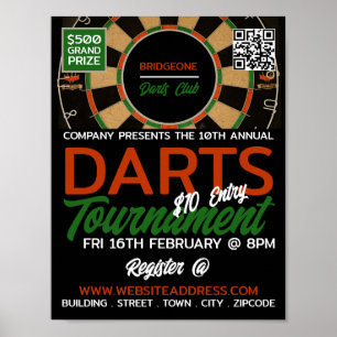 Poster Dessin, Darts Tournament Publicité