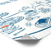 Poster Dessin de Baby shower de la fête à la main (Coin)