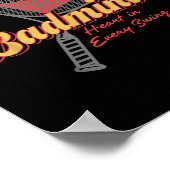 Poster Dessin de badminton cœur à chaque swing (Coin)