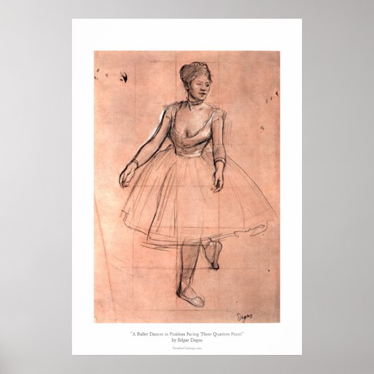 Poster Dessin de Ballerina par Degas joli ballet danseuse (Devant)