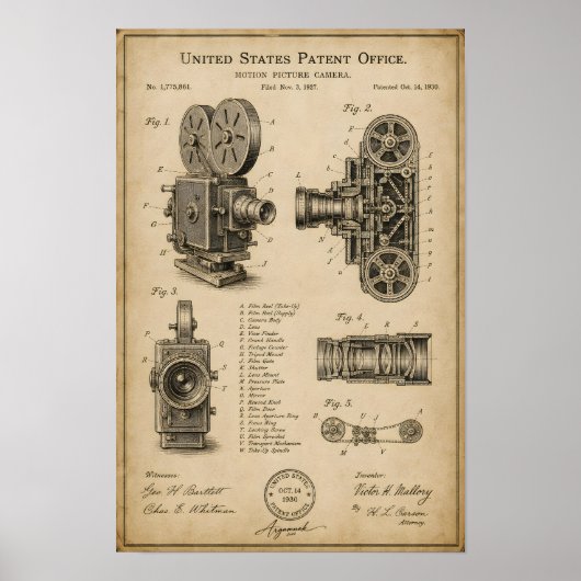 Poster Dessin de brevet de caméra vintage (Devant)