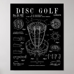 Poster Dessin de brevet vintage croqué de disque de golf