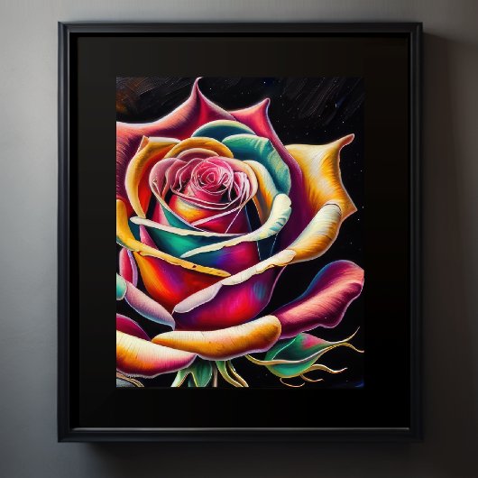 Poster Dessin de calque coloré d'un Rose