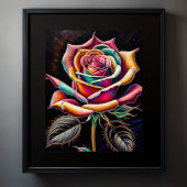 Poster Dessin de calque coloré d'un Rose