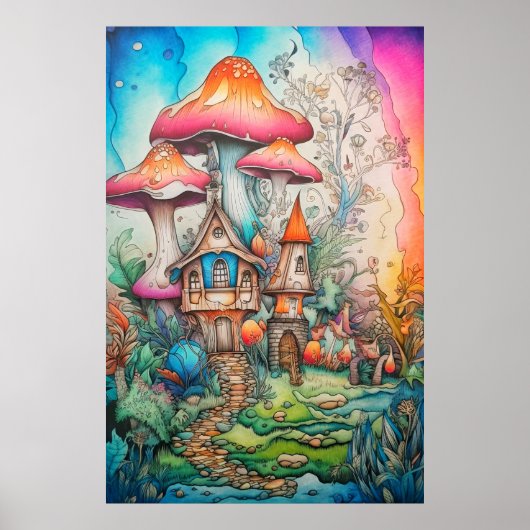 Poster Dessin de champignon Vintage créatif (Devant)