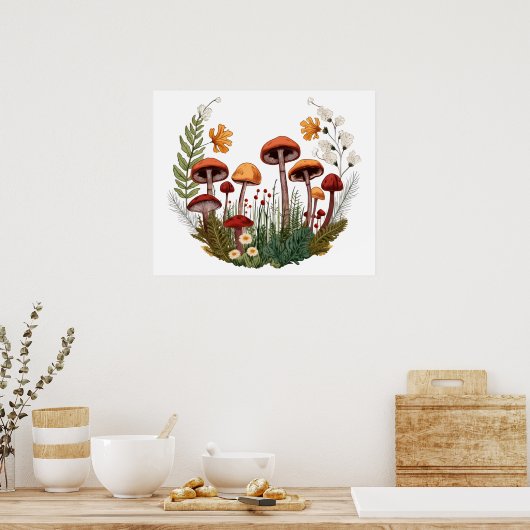 Poster Dessin de champignons (Cuisine)