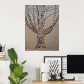 Poster Dessin de charbon de bois d'un arbre (Bureau à domicile)