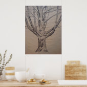 Poster Dessin de charbon de bois d'un arbre (Cuisine)