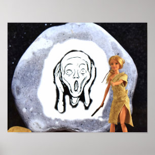 Poster Dessin de charbon de bois sur un grand rocher.