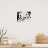 Poster Dessin de charbon de chien de Walker (Cuisine)