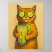 Poster Dessin de chat drôle, Chat relaxant drôle (Devant)