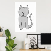 Poster Dessin de chat gris. (Bureau à domicile)