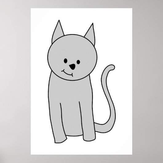 Poster Dessin de chat gris. (Devant)