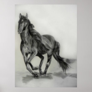 Poster dessin de cheval foncé