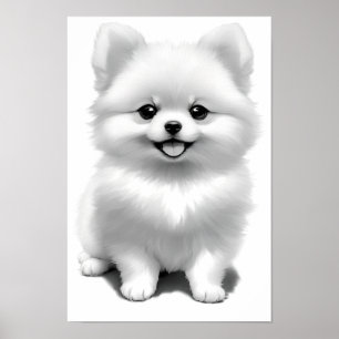 Poster Dessin de chien bébé Pomeranian mignon