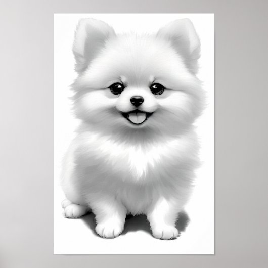 Poster Dessin de chien bébé Pomeranian mignon (Devant)