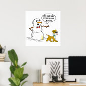 Poster Dessin de Chien Pees sur Snowman (Bureau à domicile)