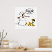 Poster Dessin de Chien Pees sur Snowman (Cuisine)