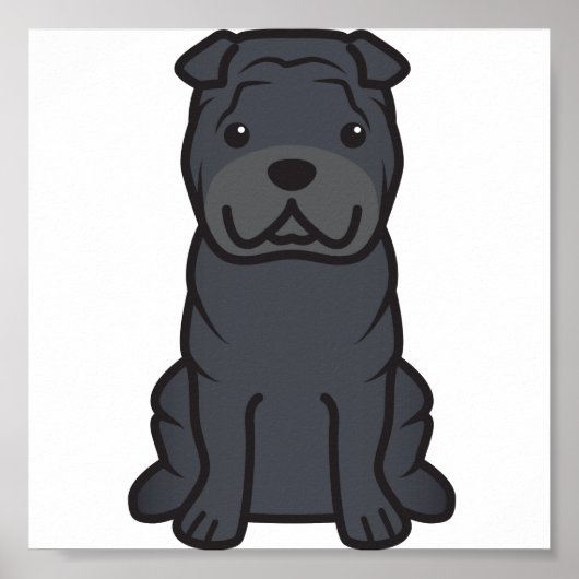 Poster Dessin de Chien Shar-Pei chinois (Devant)