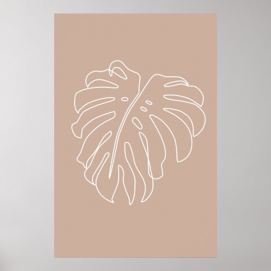 Poster Dessin de contour tropical. Feuille de monstère (Devant)