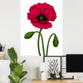 Poster Dessin de coquelicot rouge (Bureau à domicile)