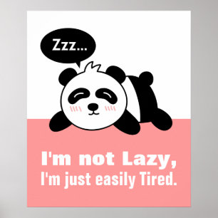 Poster Dessin de Cute and Lazy Panda
