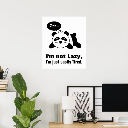 Poster Dessin de Cute and Lazy Panda (Bureau à domicile)