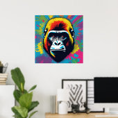 Poster Dessin de dessin de peinture Gorilla Pop (Bureau à domicile)