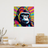 Poster Dessin de dessin de peinture Gorilla Pop (Cuisine)