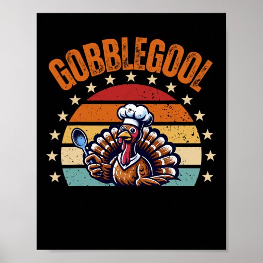 Poster Dessin de dinde Gobblegool de Thanksgiving drôle u (Devant)