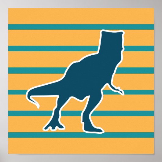 Poster Dessin de dinosaure T-rex garçons colorés (Devant)